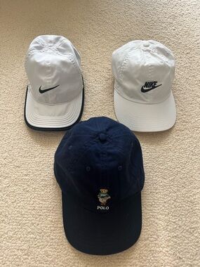 Three Hats Kids Size/ Polo by Ralph Lauren Navy Cap with Gold Logo/ Nike